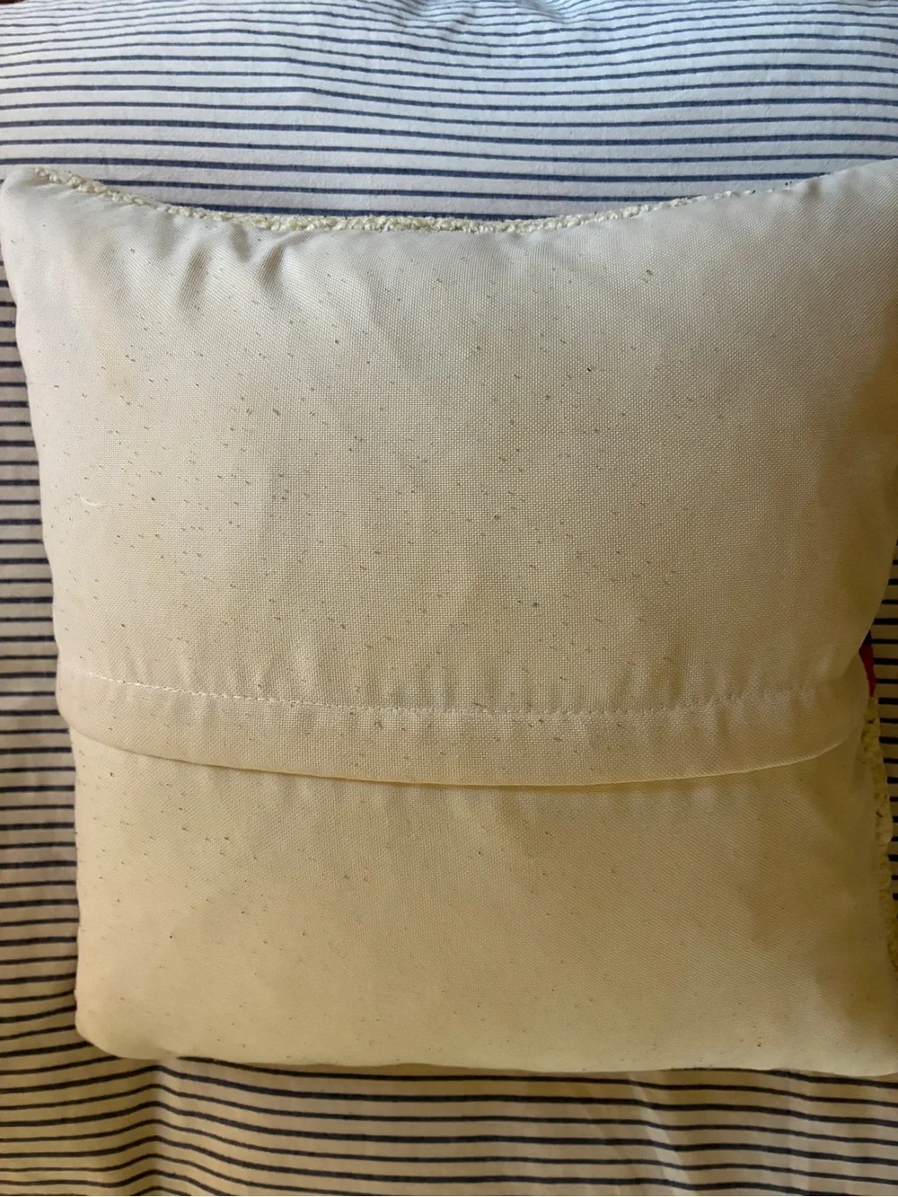 Boho Geometric Hooked Pillow - Cream with Burgundy & Mustard Accents